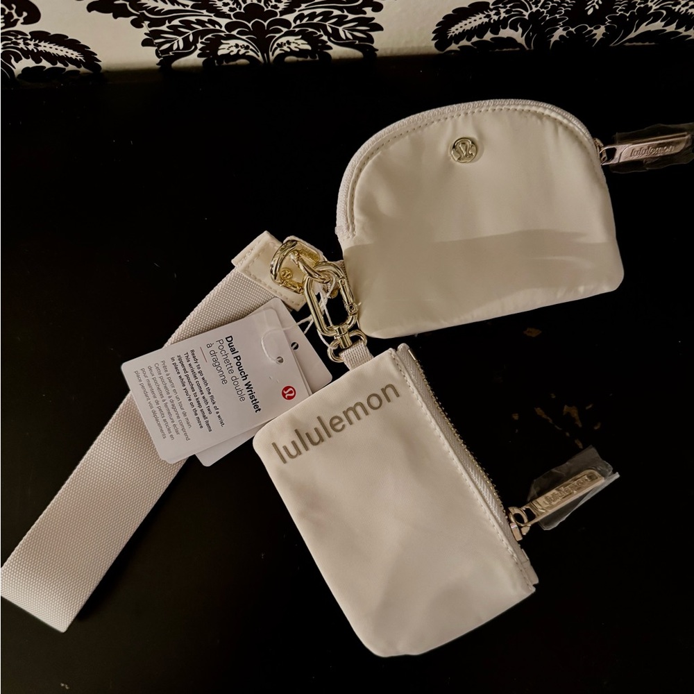 Lululemon Cream Dual Pouch Wristlet